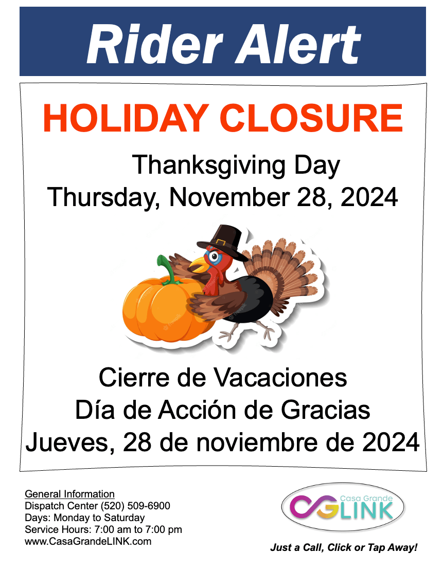 CG LINK Holiday Closure Thanksgiving - Nov. 28