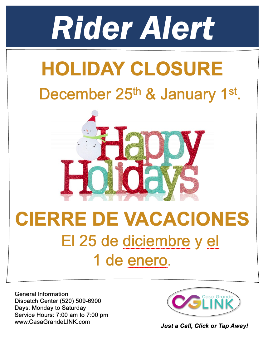 CGLink Closure Holiday